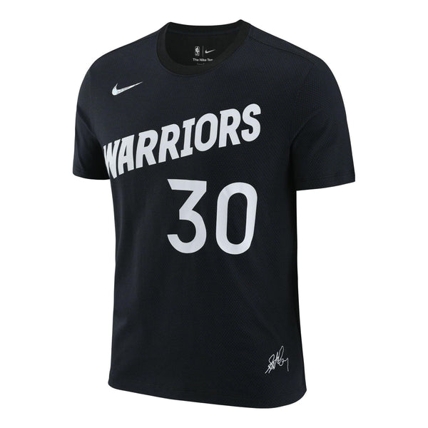 

Футболка Men's Nike Alphabet Numeric Printing Round Neck Pullover Short Sleeve Golden State Warriors Curry 30 Black T-Shirt, черный