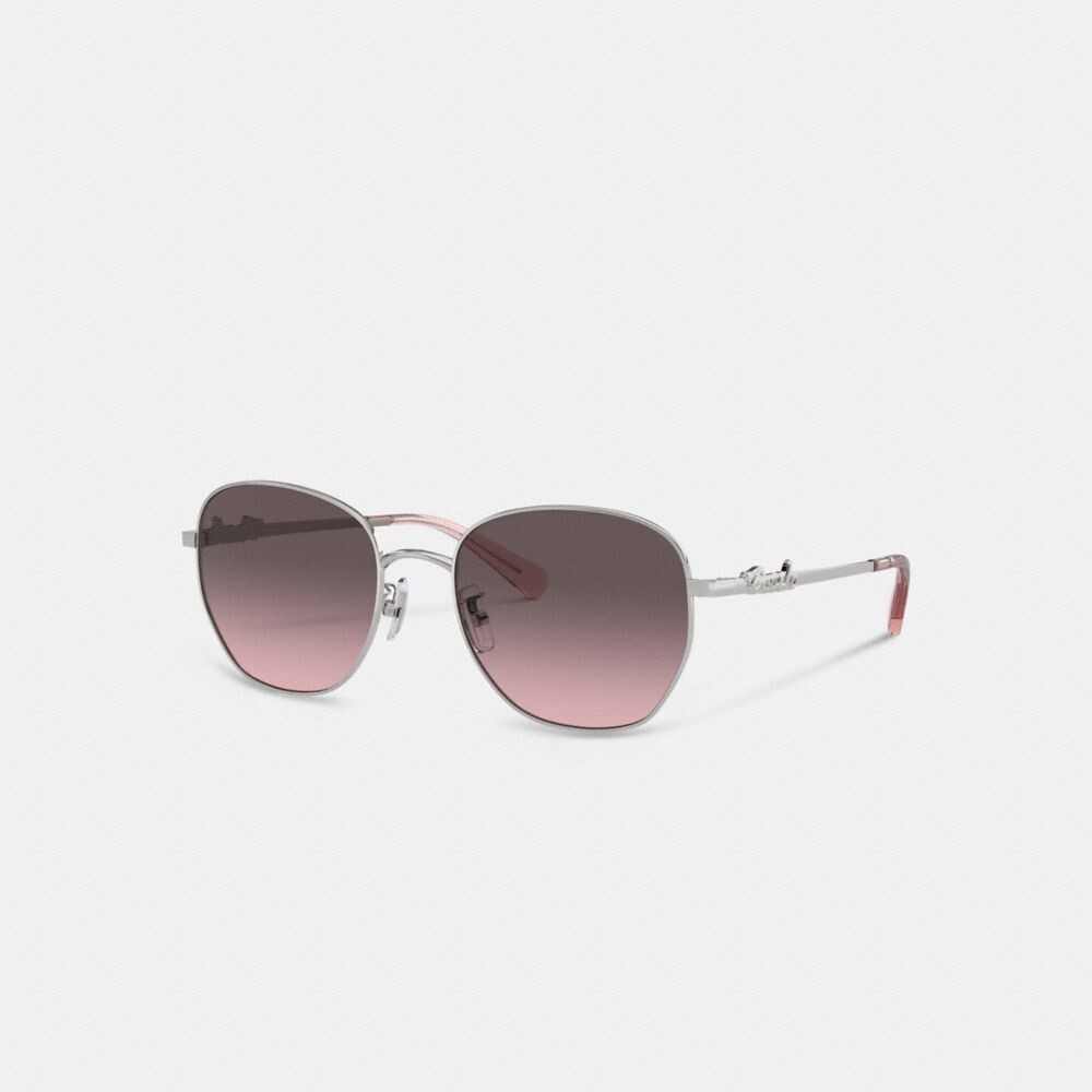 

Солнцезащитные очки COACH Coach Script Round, цвет Silver/Pink