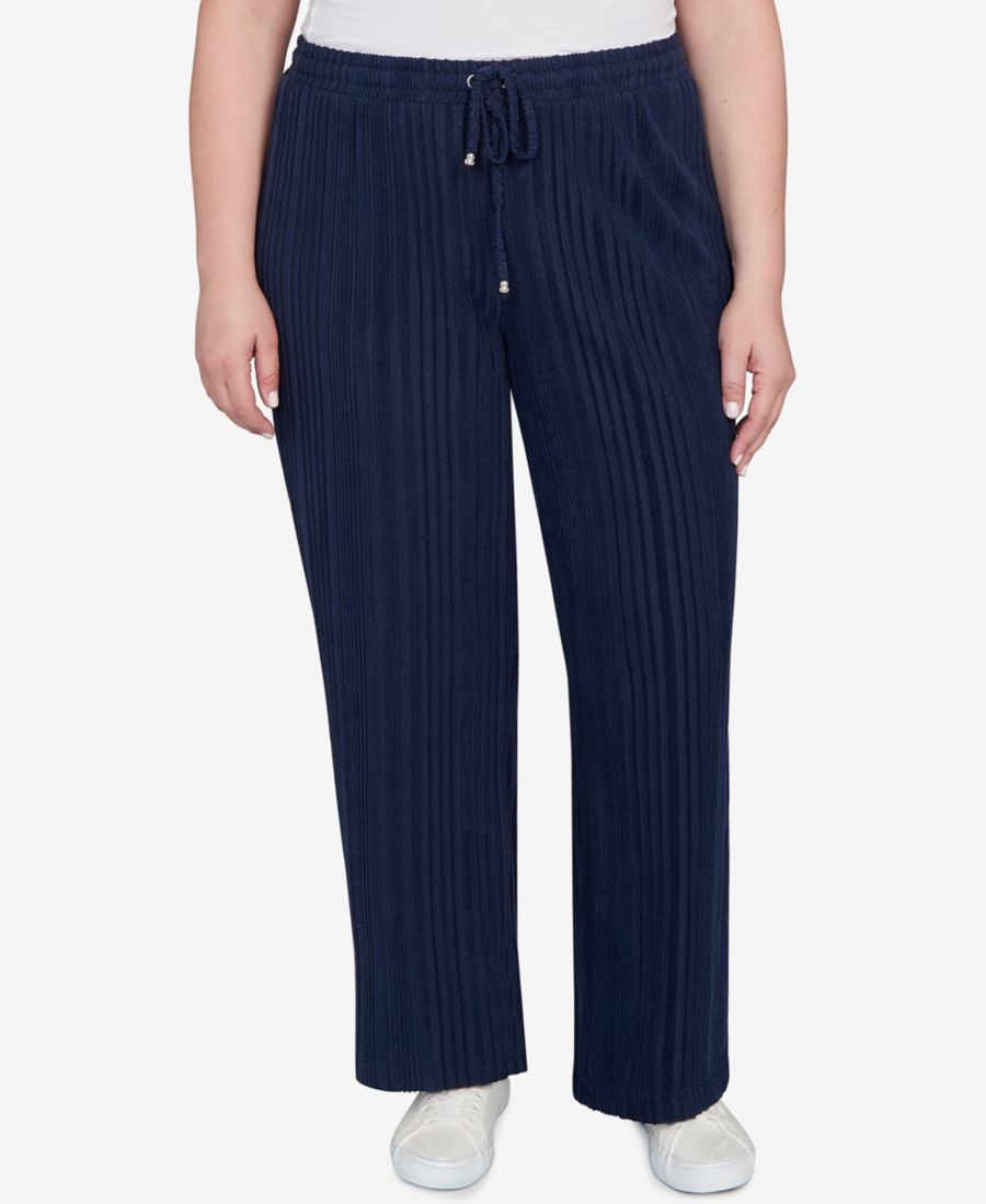 

Брюки Хачи большого размера из однотонной текстурированной ткани HEARTS OF PALM, New Navy