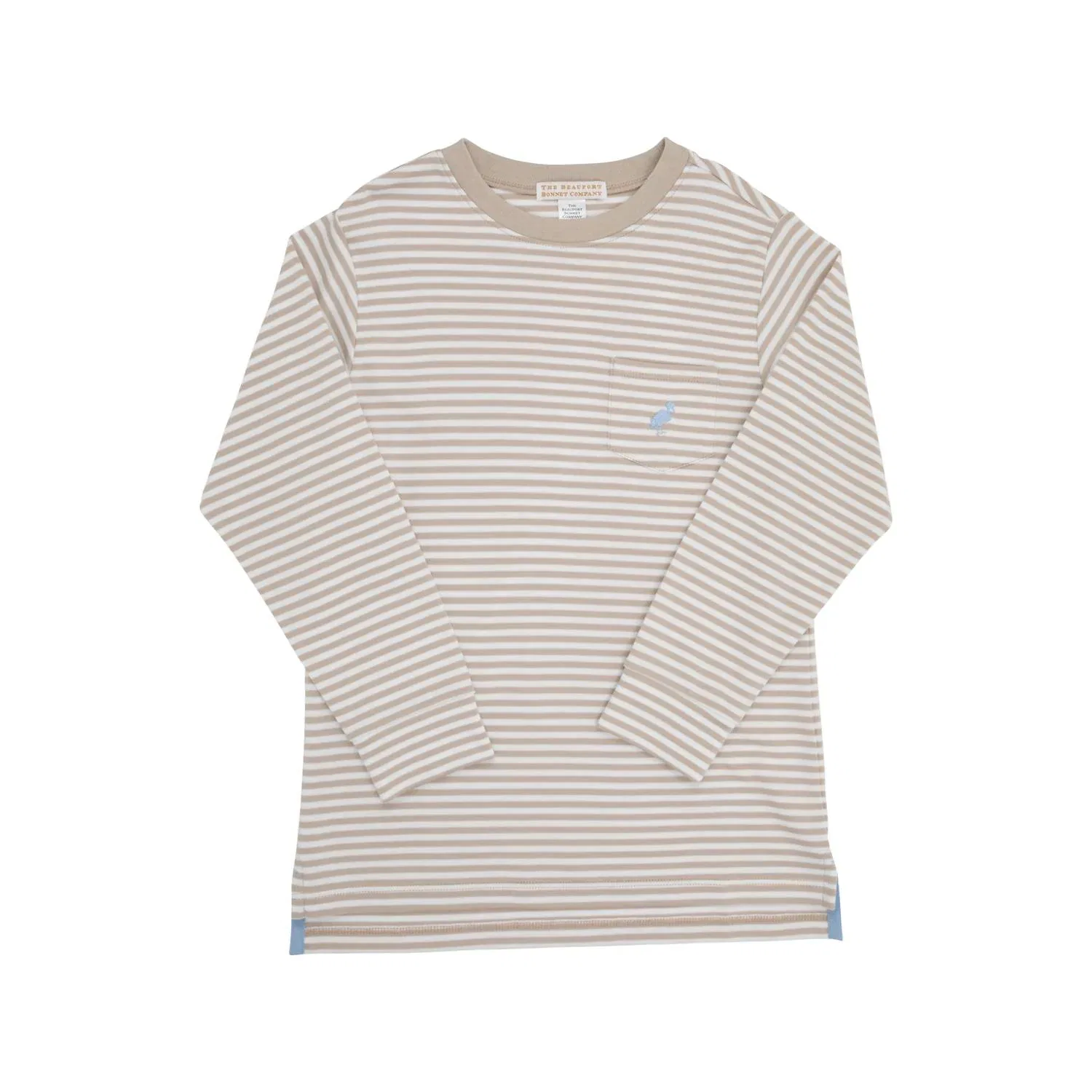 The Beaufort Bonnet Company Детская футболка с длинным рукавом Carter Crewneck в полоску цвета хаки Keeneland