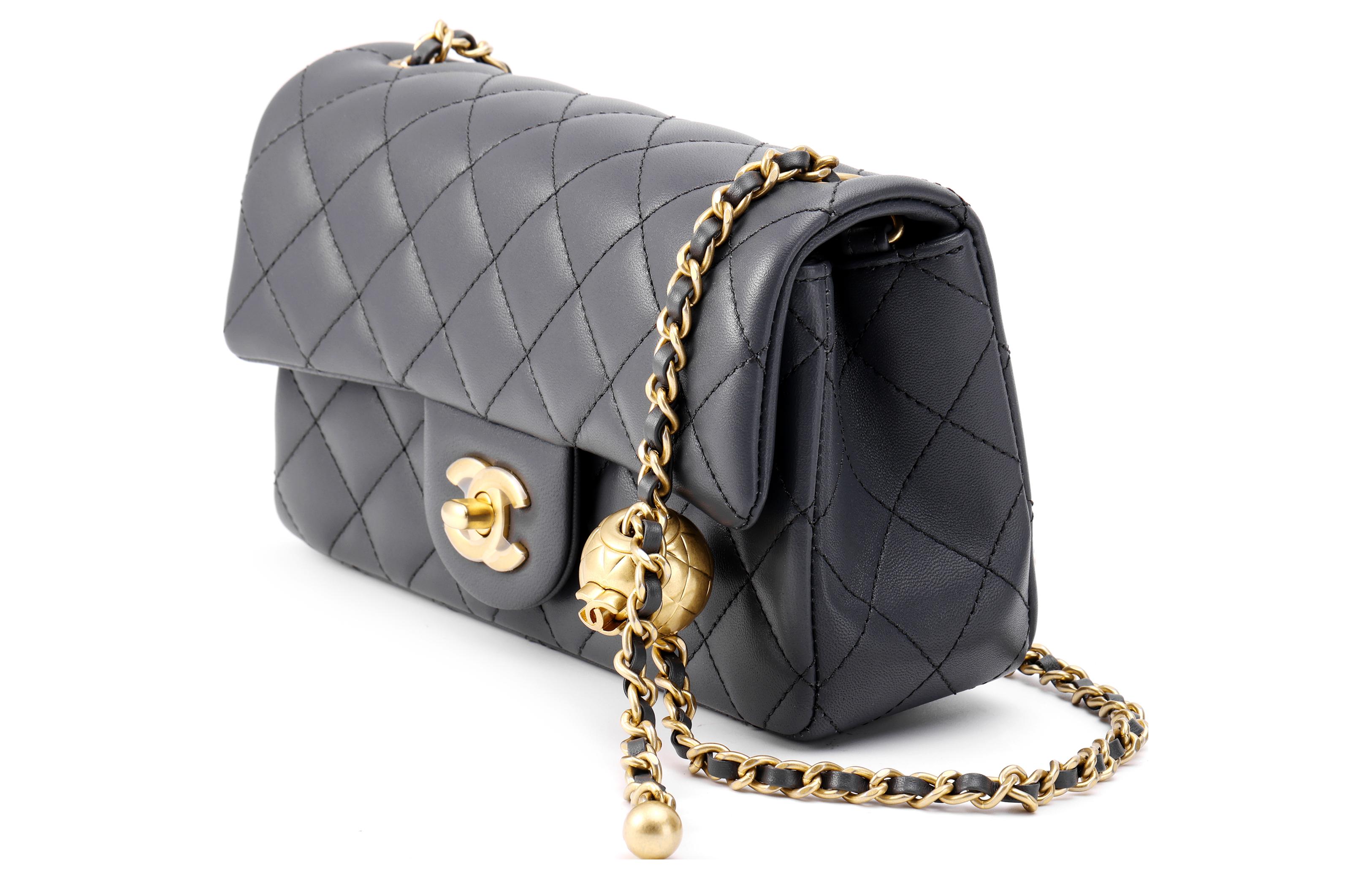 CHANEL Классический клатч с цепочкой из овчины Мини женский темно-серый — фото 3