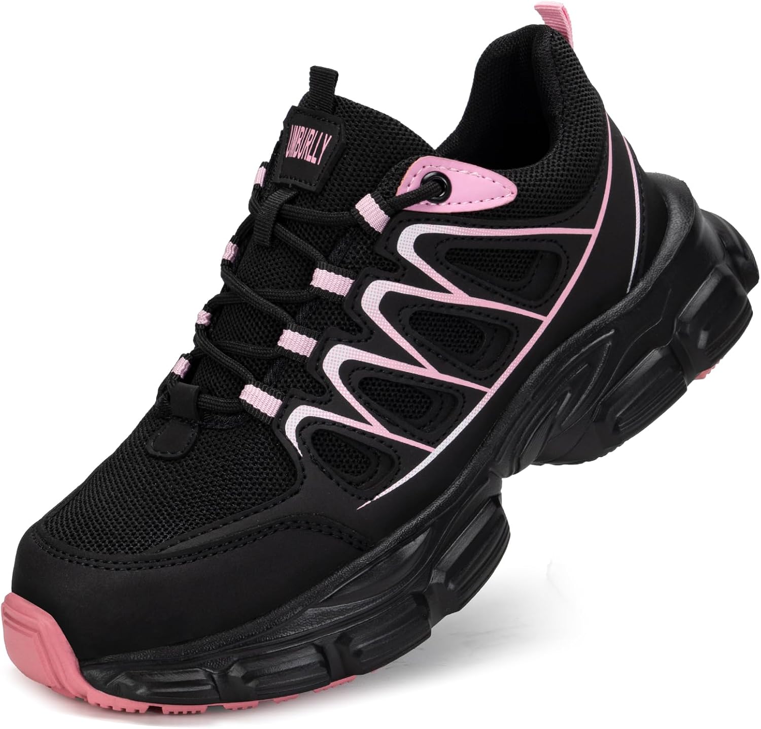 

Стальные ботинки для женщин и мужчин, широкие, противоскользящие, композитные кроссовки, неразрушимые, удобные, безопасные теннисные туфли, легкие, дышащие строительные кроссовки, прокалываемые, эргономичный дизайн Hogent, черный/розовый