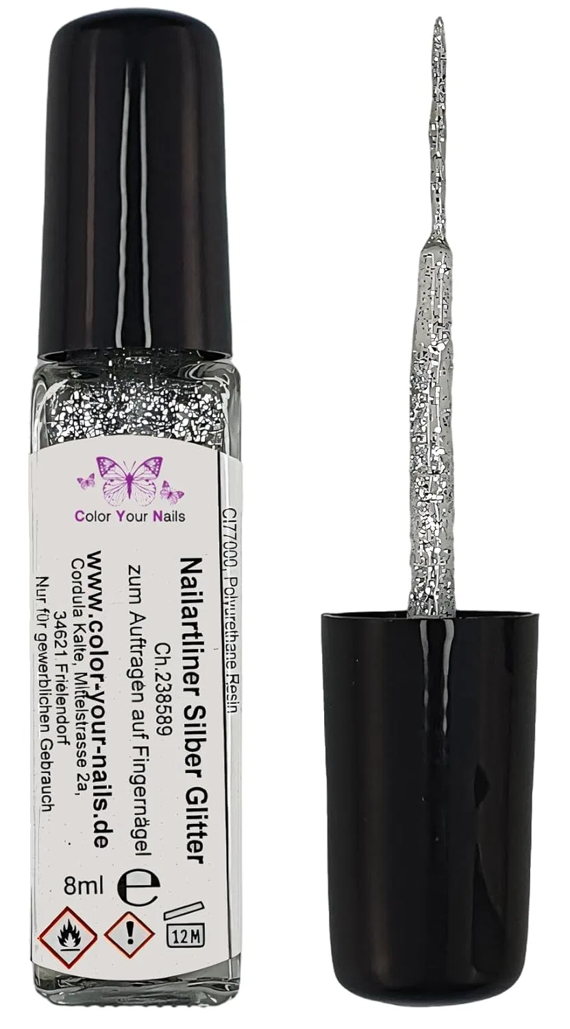 Лайнер для ногтей с серебряными блестками, 8 мл Color Your Nails