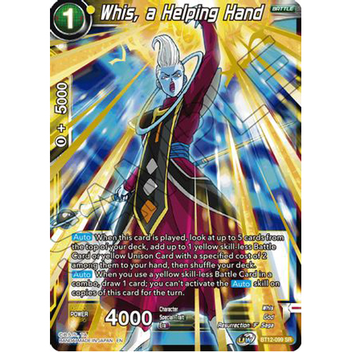 

Карточная игра Whis, A Helping Hand – Dragonball Super Bt12-099 Super Rare