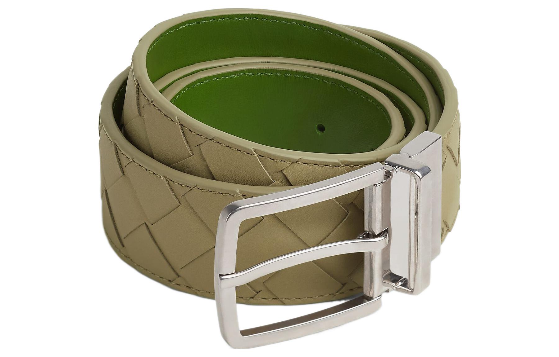 

Bottega Veneta Двусторонняя пряжка со шпилькой Intrecciato мужская ширина 3,5 см, Taupe/Crocodile Pear
