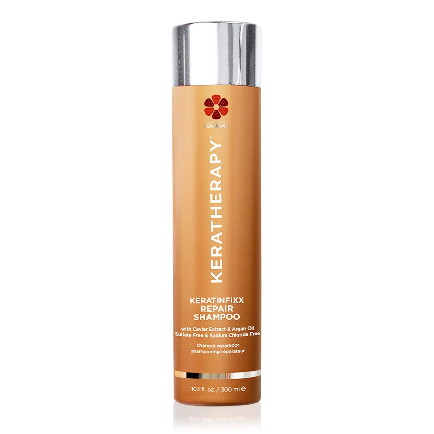 Шампунь KERATHERAPY Keratin FIXX Repair с кератином, восстанавливающий шампунь для сухих, поврежденных или вьющихся волос с экстрактом икры, прозрачный, 300 мл (.) (Внешний вид может отличаться)