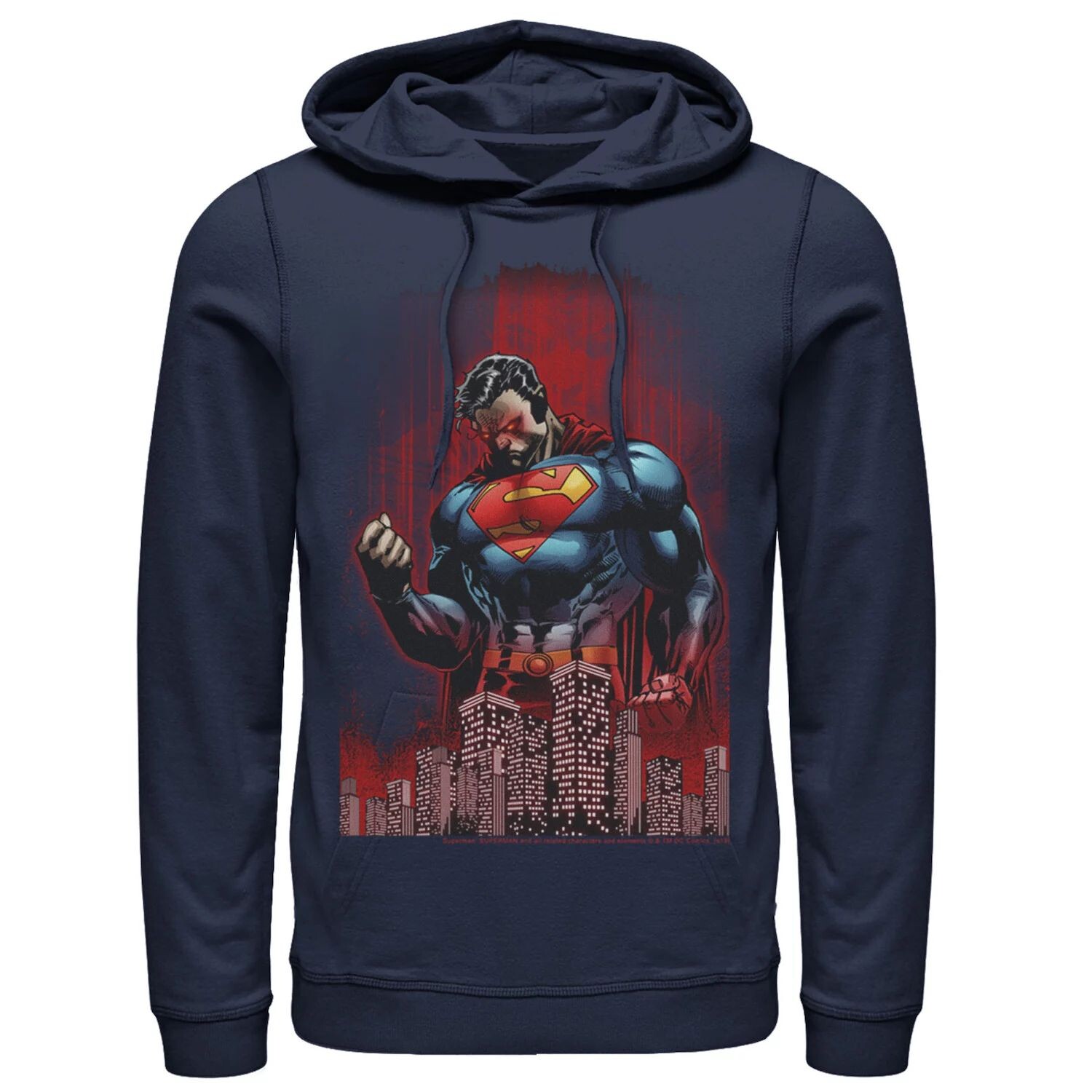 

Мужская толстовка с капюшоном и плакатом комиксов Superman Power Flex Skyline Comic DC Comics, синий