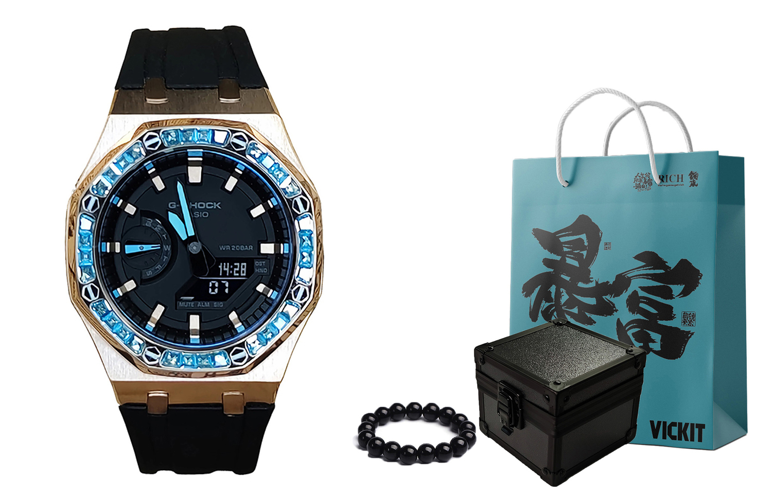 

CASIO Часы Men Liquid Crystal/Analog Dual Display Series 44mm Black Watch, Rose Gold Black Emerald Blue Diamond