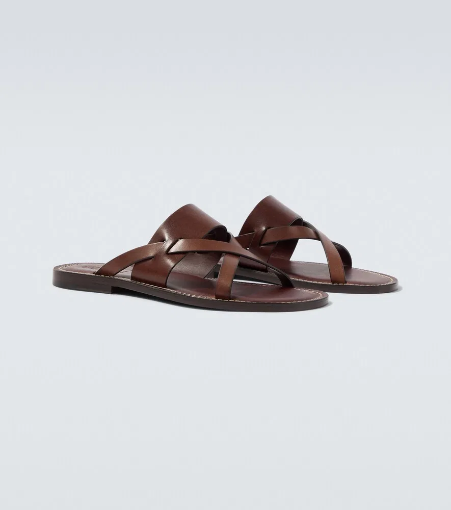 Кожаные сандалии Brunello Cucinelli, коричневый