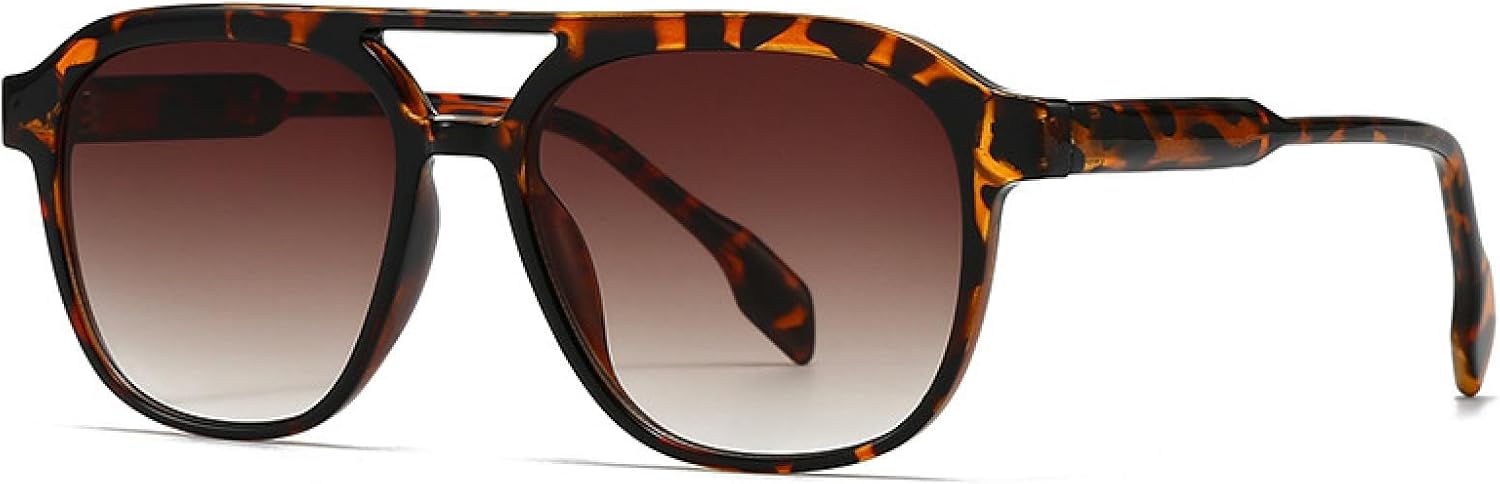 

Модные мужские солнцезащитные очки с двойной перемычкой, роскошные женские солнцезащитные очки в стиле ретро с градиентом цвета чая и защитой от УФ-излучения UV400 TVTBBVV, C7 Leopard Tea