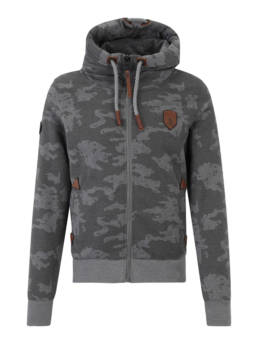 

Толстовка с капюшоном на молнии naketano, светло-серый/темно-серый