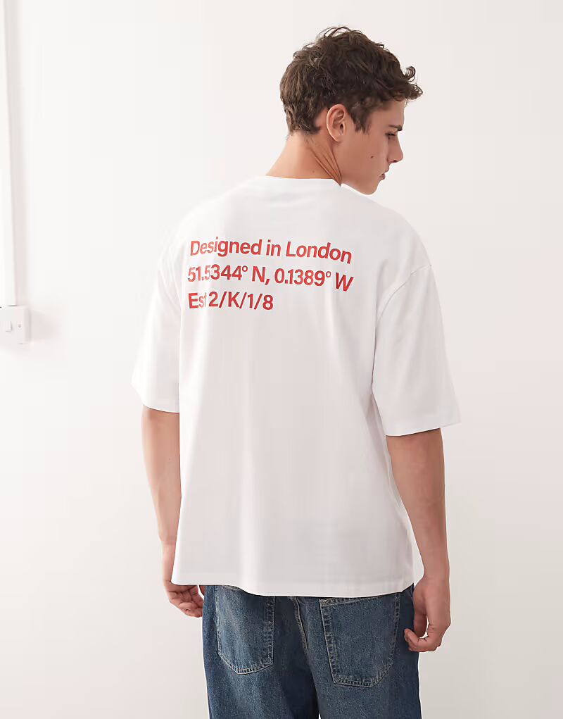 

Футболка Skater fit белого цвета с красным принтом Collusion, Красный, Футболка Skater fit белого цвета с красным принтом Collusion