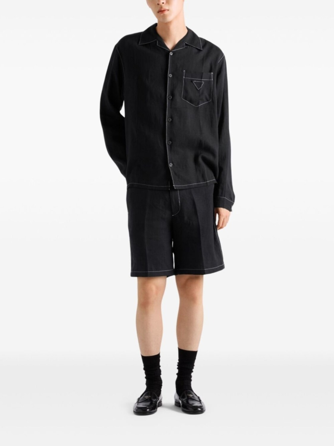 Рубашка Prada из льна, черный