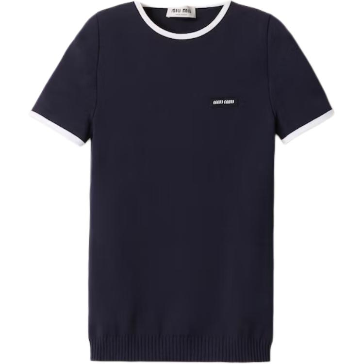 MIU MIU Футболка женская синяя Regular T Shirt — фото 3