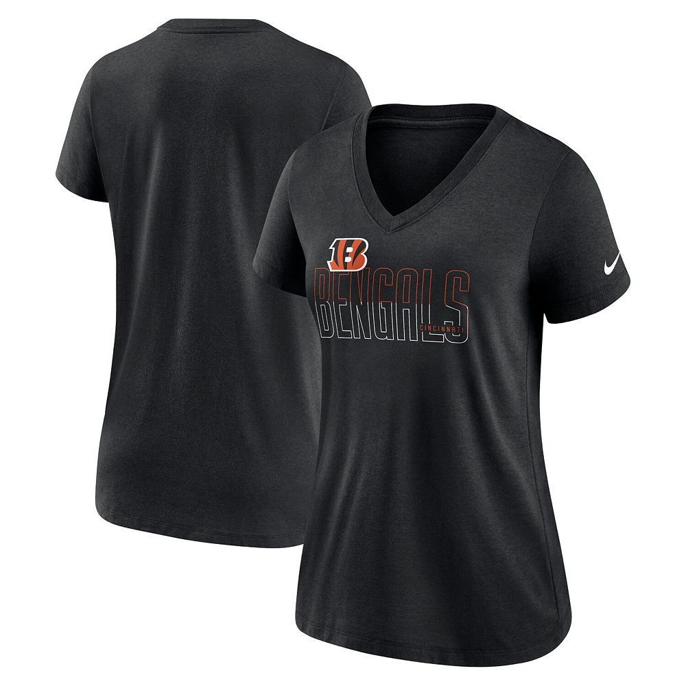 

Женская черная футболка Nike Heathered Cincinnati Bengals Lock Up Tri-Blend с v-образным вырезом, цвет Bng Black