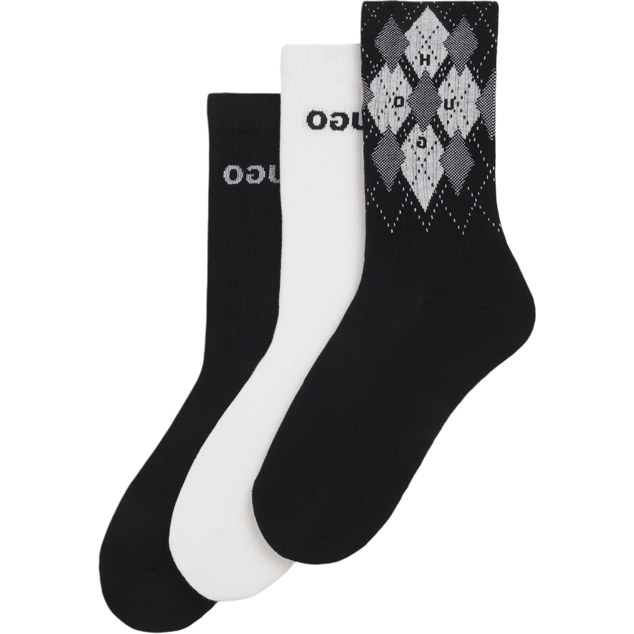 

Мужские носки FW25, 3 пары HUGO BOSS, 3 pack (черный+белый+diamond logo)