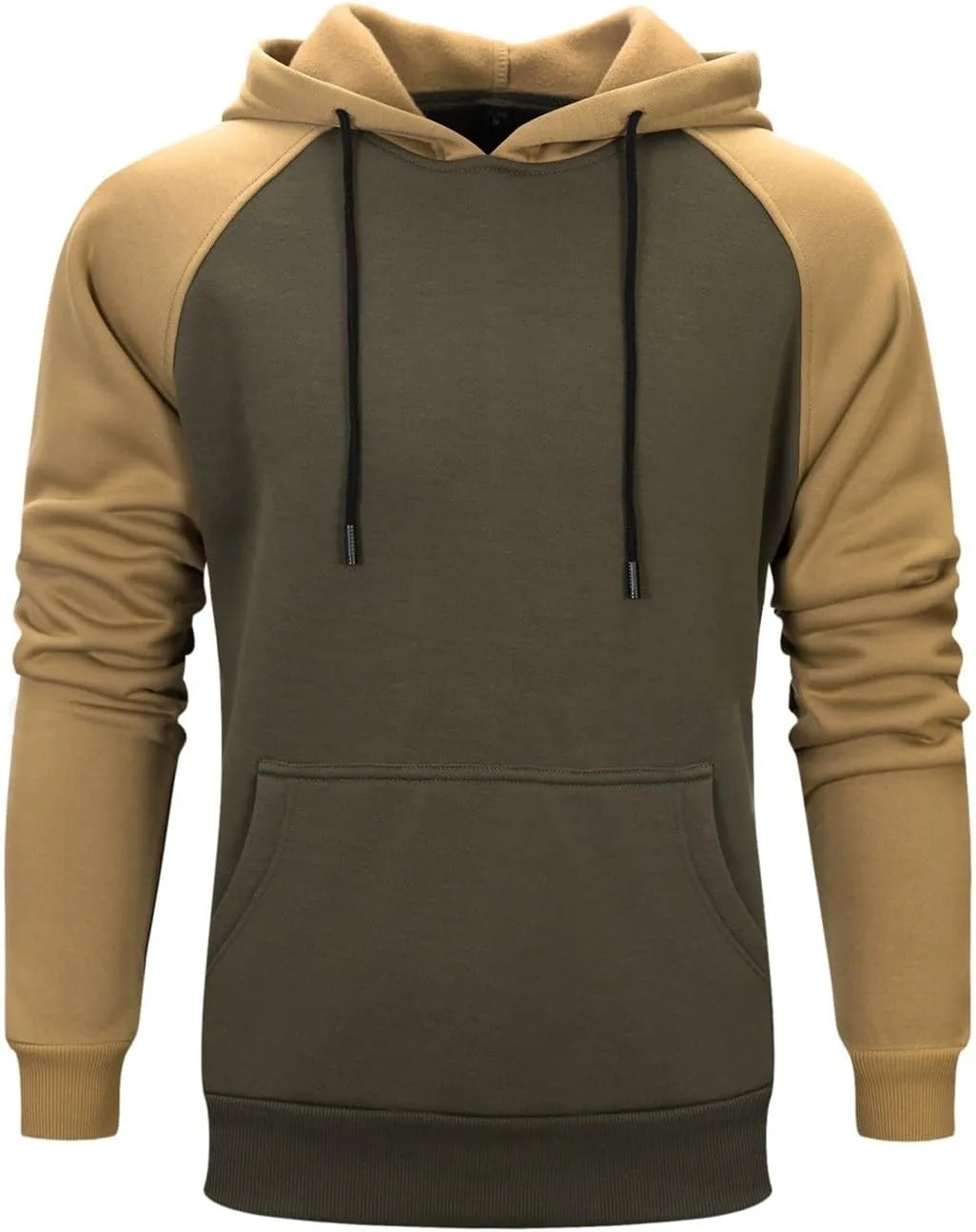 

Мужская флисовая толстовка с капюшоном в стиле пэчворк и кенгуру-карманом