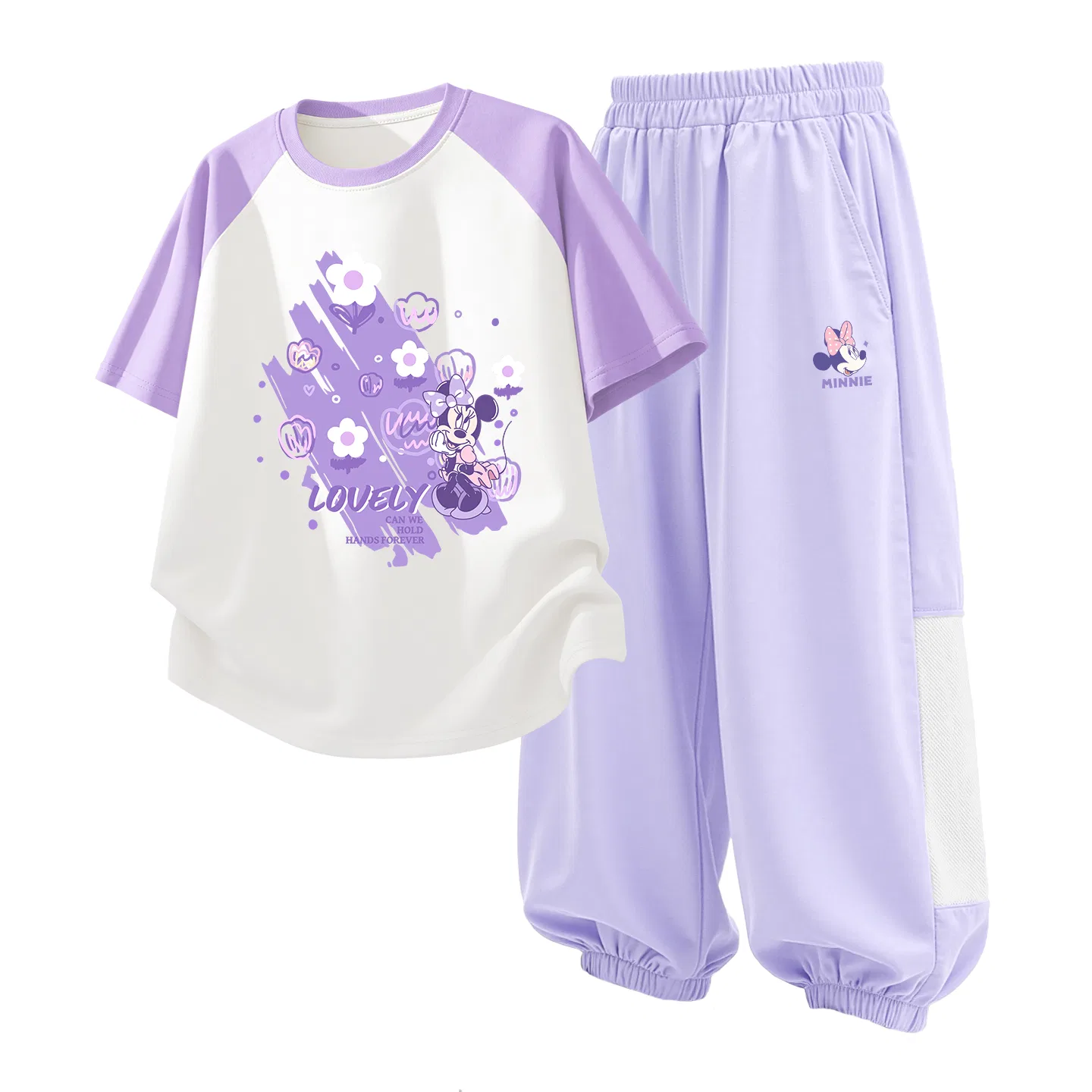 Детский спортивный костюм Casual Sportswear 2 Piece Set Disney, Di Bubble Flower Purple White+Dini Knot Orchid Purple