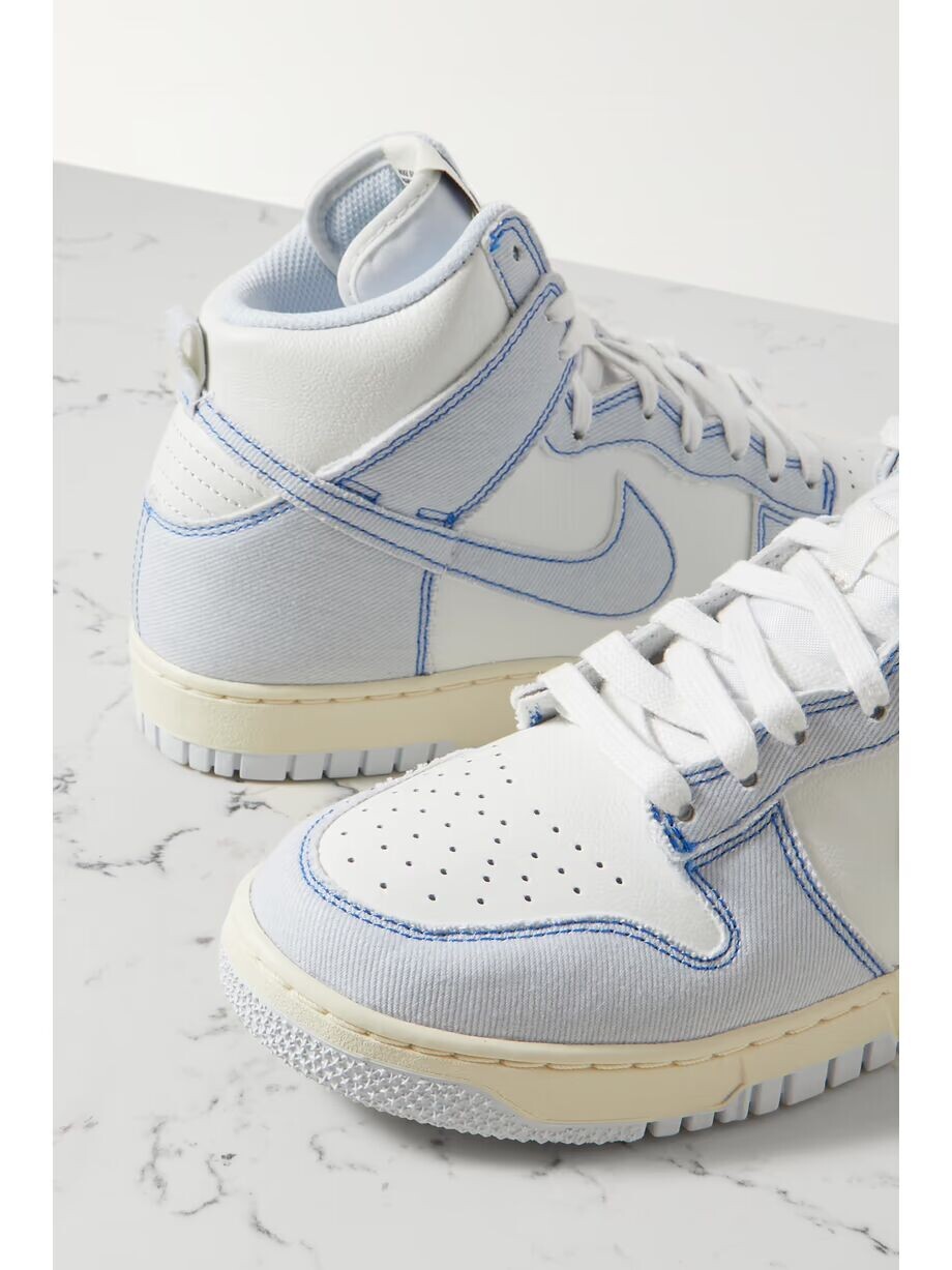 Высокие кеды Dunk 1985 из денима и кожи с прострочкой Nike, синий — фото 4