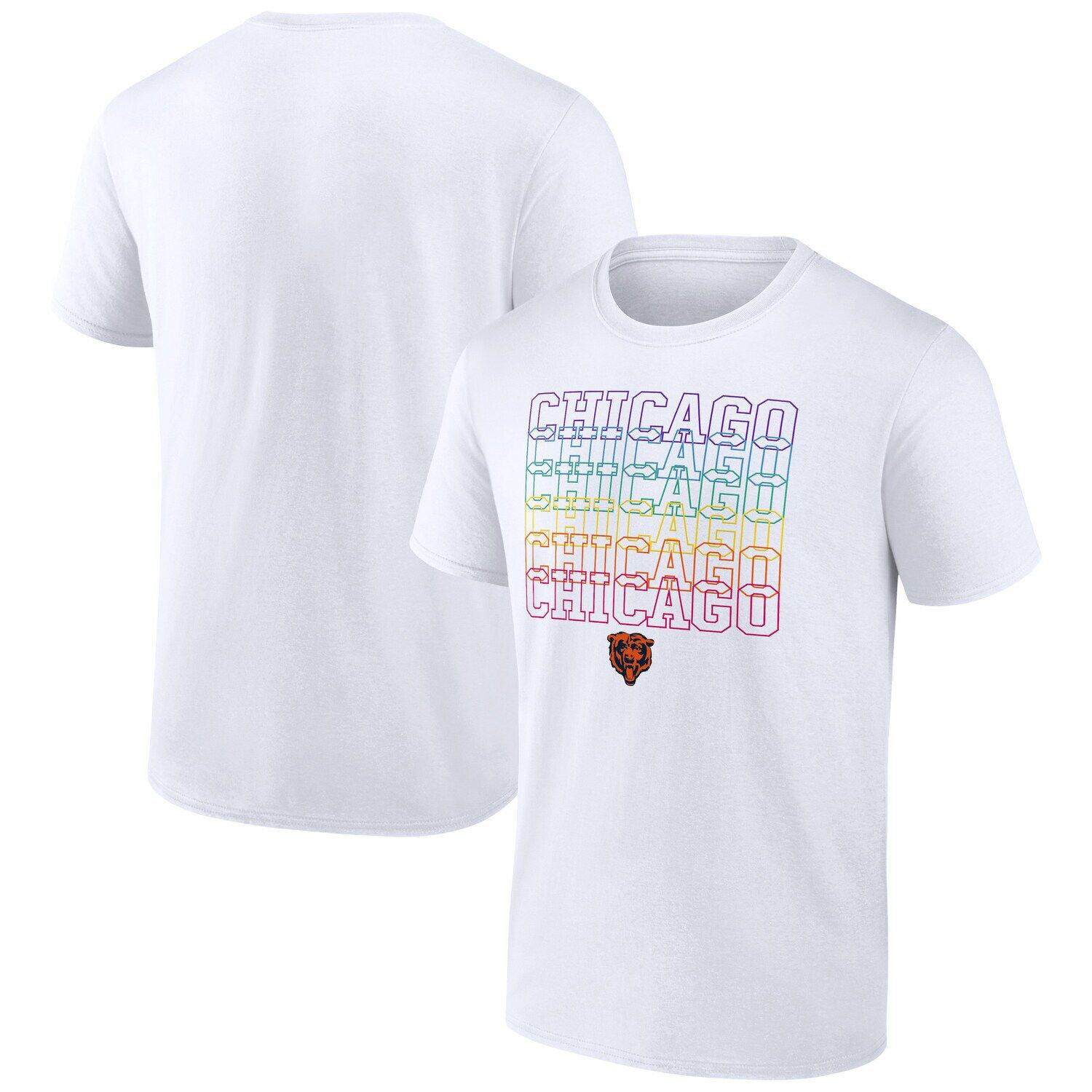 

Мужская белая футболка с логотипом Chicago Bears City Pride Fanatics, Белый, Мужская белая футболка с логотипом Chicago Bears City Pride Fanatics