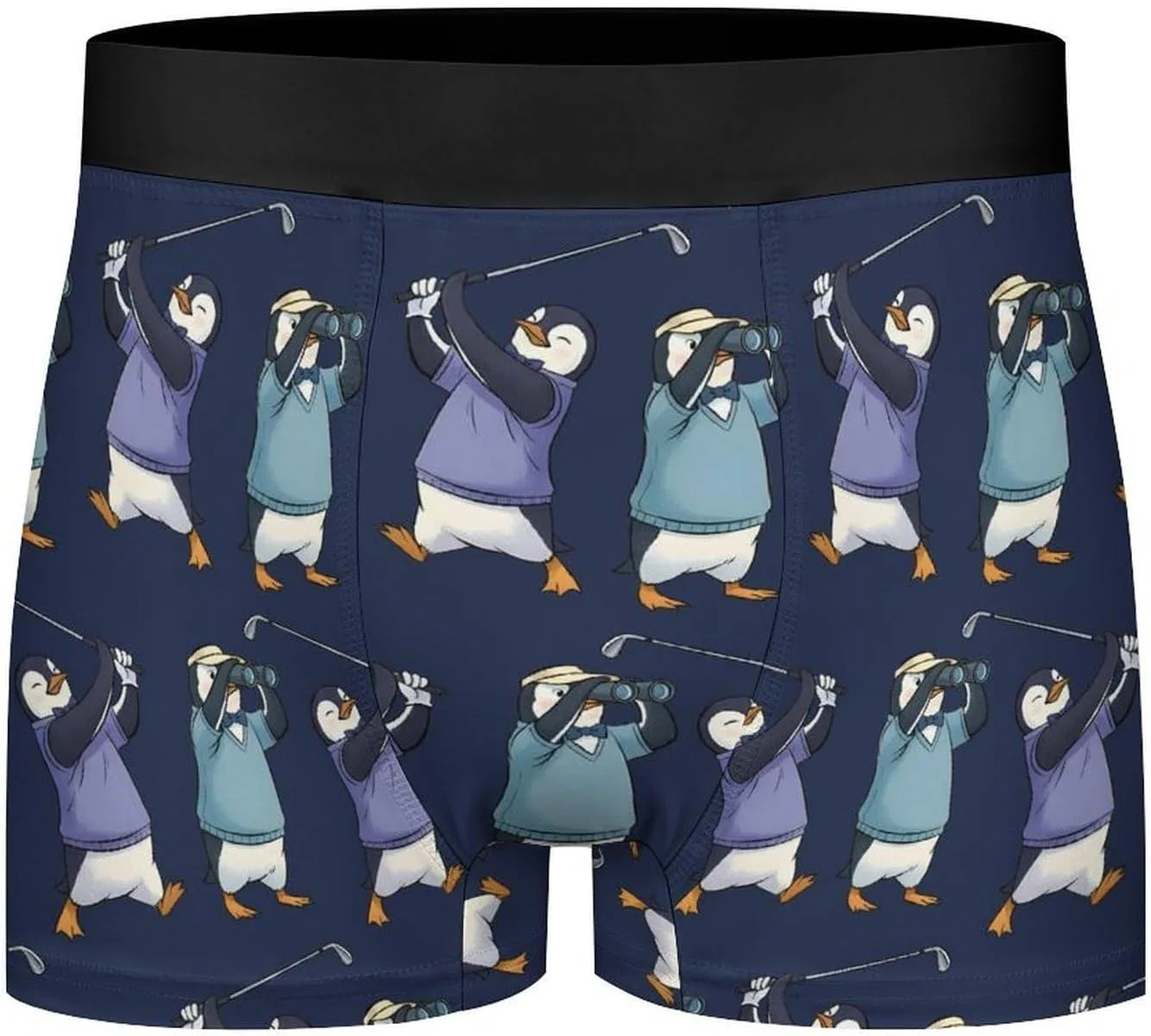 Боксеры с принтом пингвины играют в гольф, Men’s Boxer Briefs Novelty Animal Forest Fitness Underwear for Men No Fly Breathable Moisture Wicking Quick Dry Boxer Shorts, Penguins Playing Golf — фото 4