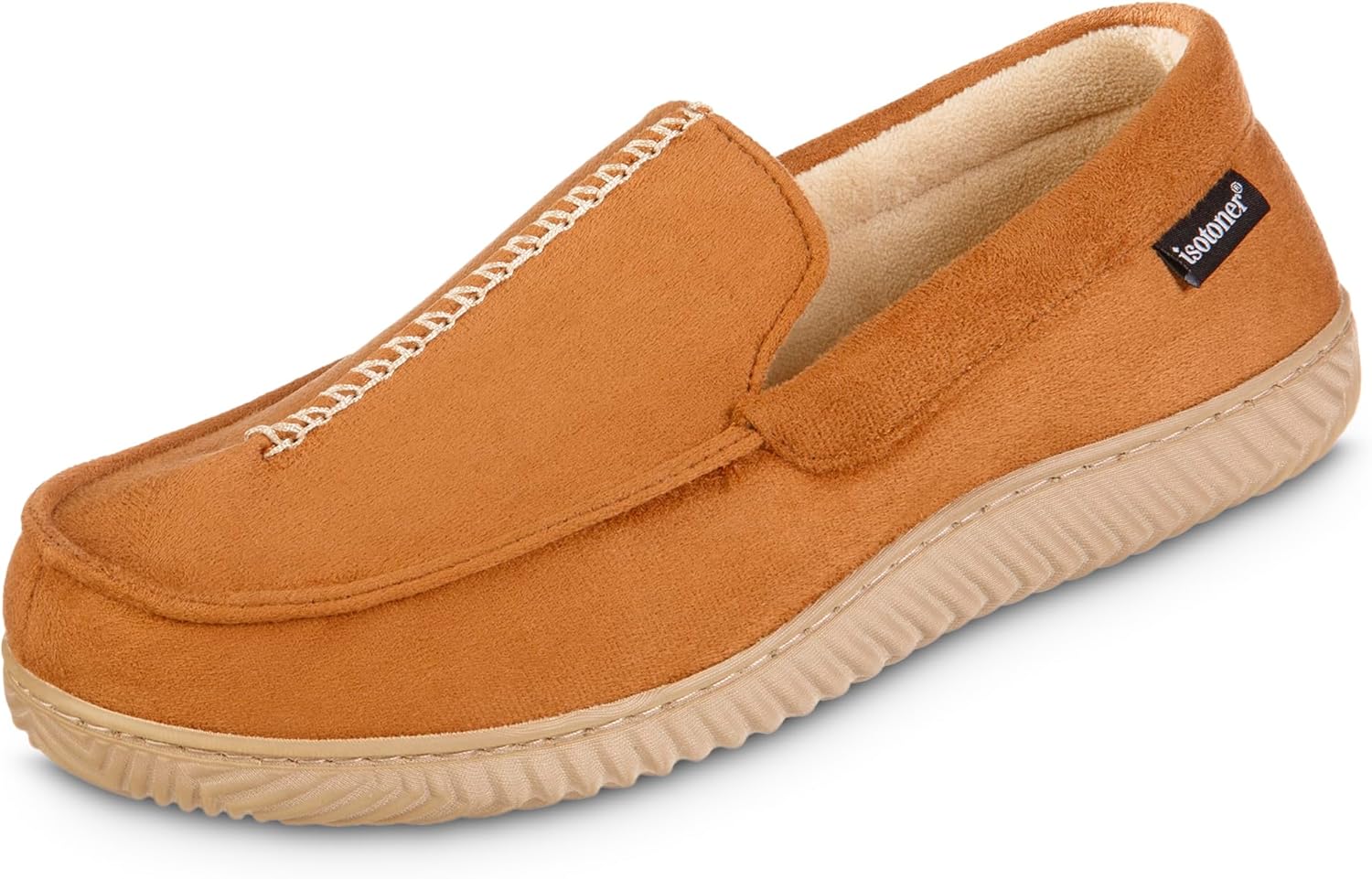 

Мужские мокасины Isotoner Liam из микрозамши для дома и улицы с амортизирующей стелькой из пены с памятью формы, Cognac