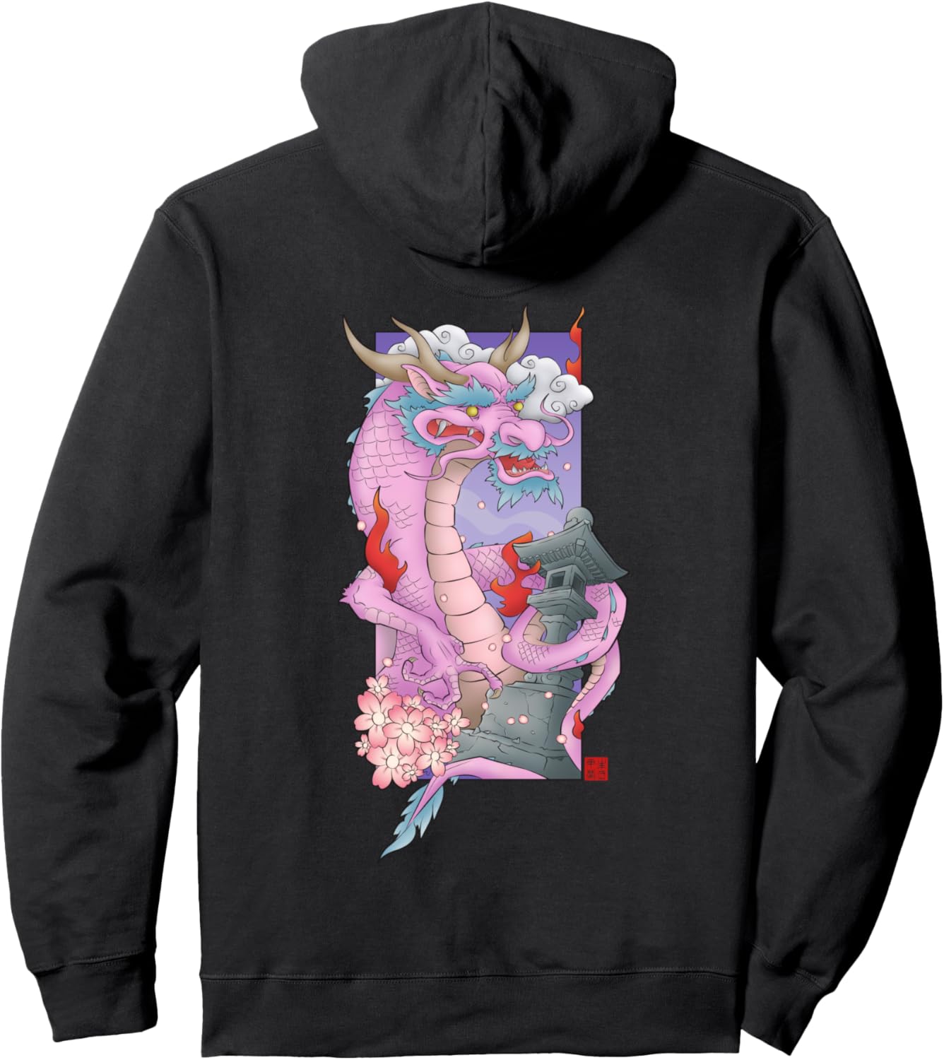 

Худи с изображением японского розового дракона, черное, размер S Dragon'S Gift
