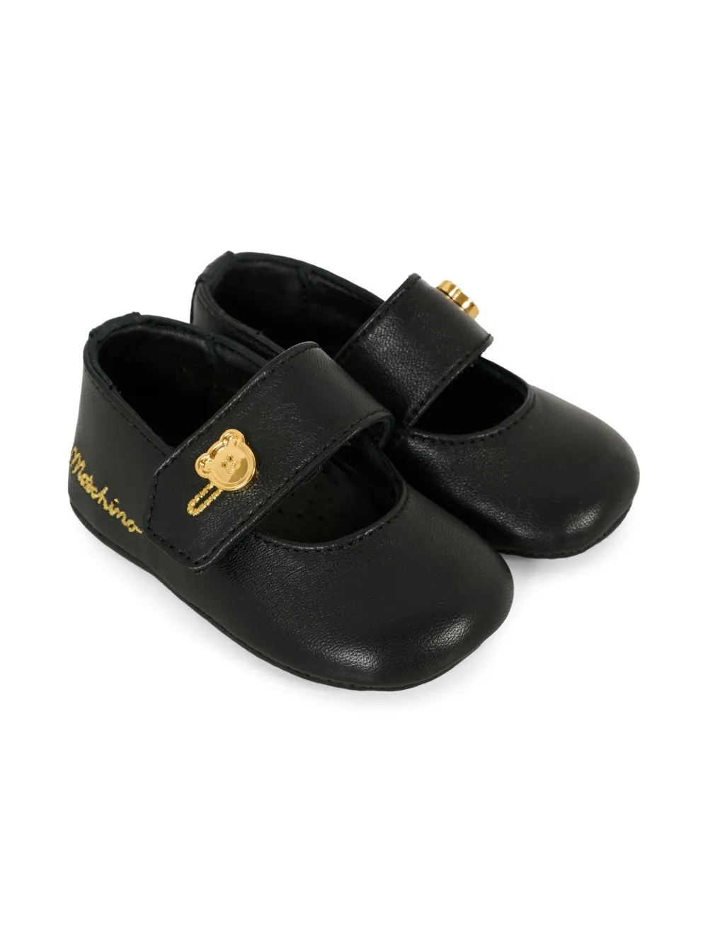 

Балетки с вышитым логотипом Moschino Kids, черный