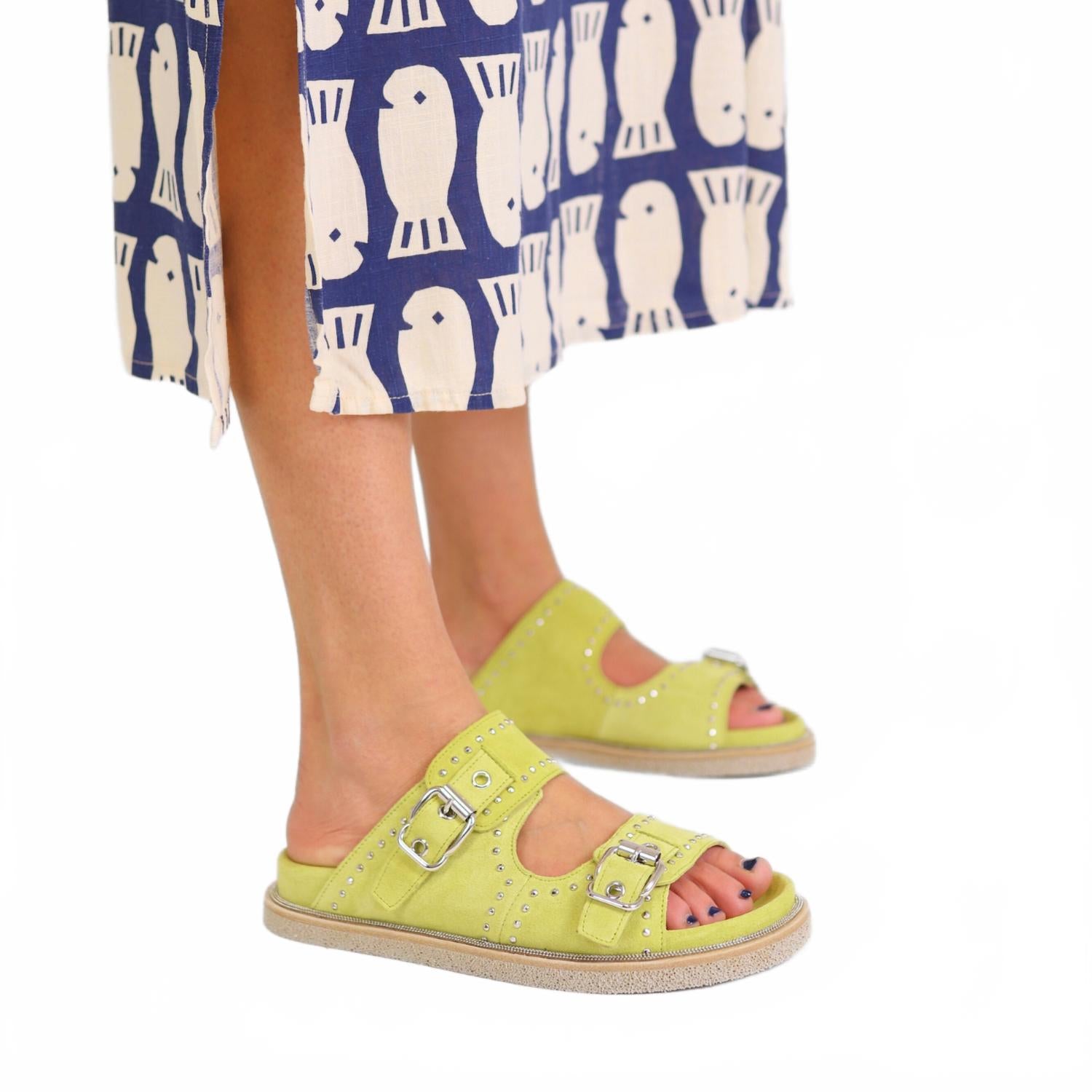 Women Porox Dust Studs Sandals In Lime Laura Bellariva, Lime — фото 2