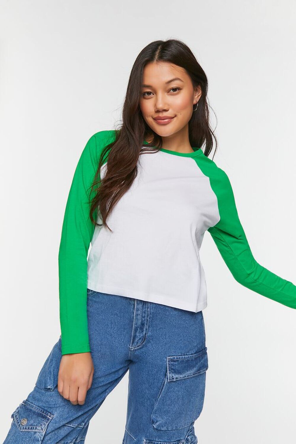 

Футболка реглан Forever 21, зеленый