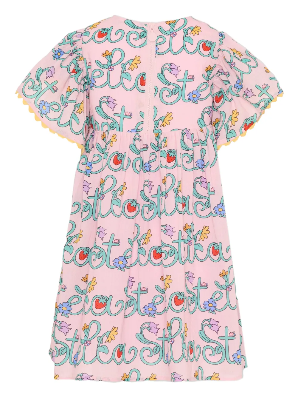 Платье с цветочными деталями и короткими рукавами Stella Mccartney Kids, розовый — фото 2