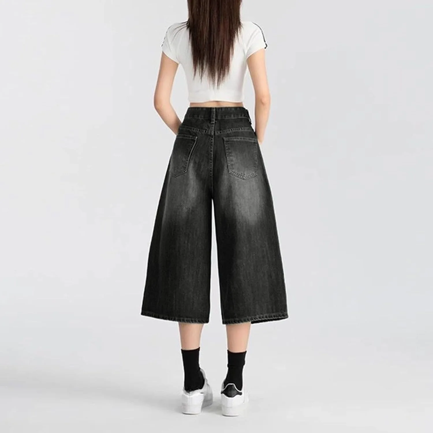 Женские кроп-джинсы Casual High Waist Wide Leg — фото 2