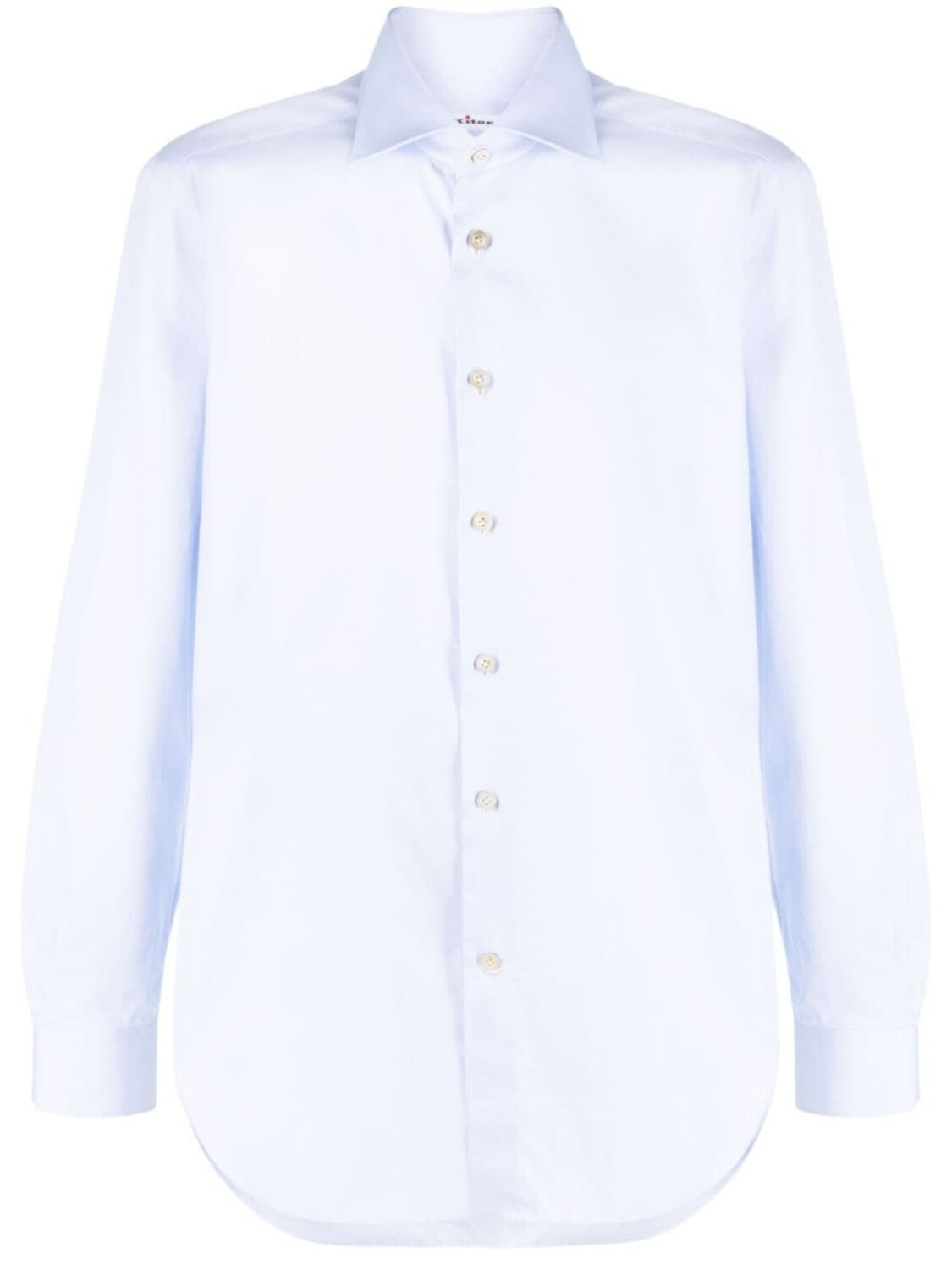 

Kiton spread-collar cotton shirt, синий