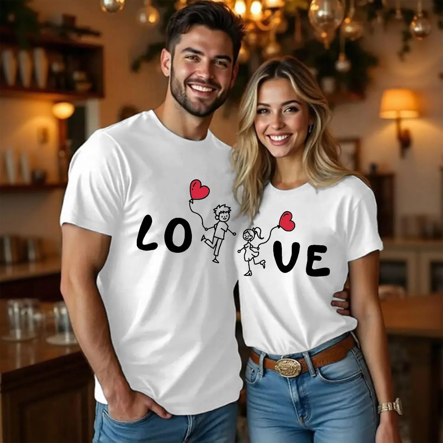 Футболка Valentine's Matching Couples с принтом Love Heart — фото 2