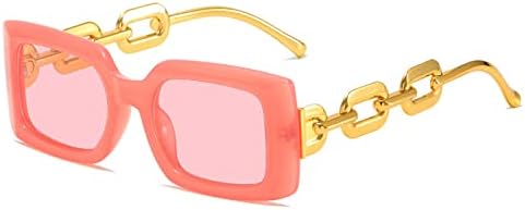 

Прямоугольные солнцезащитные очки-гелевые очка для женщин в стиле ретро с цепочкой на дужках, солнцезащитные очки UV400 для мужчин с прозрачными линзами Ocean MTZJH, Pink Pink
