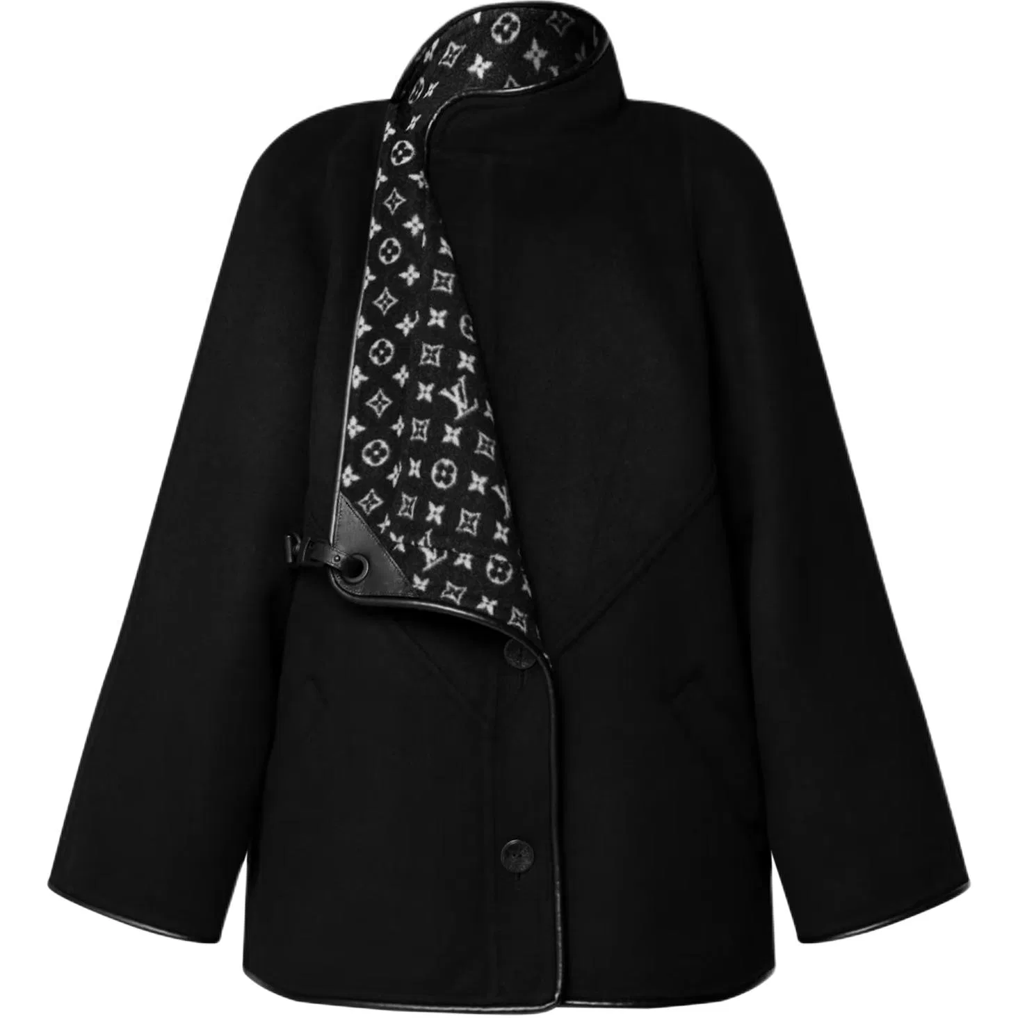 Пальто двустороннее с зажимом LOUIS VUITTON черное