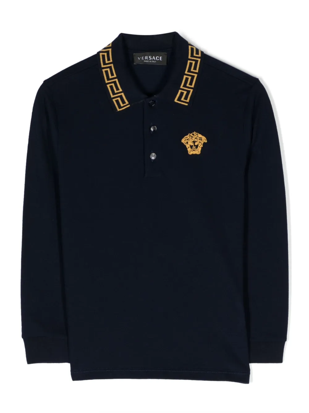 

Рубашка поло с вышивкой Greca Versace Kids, синий