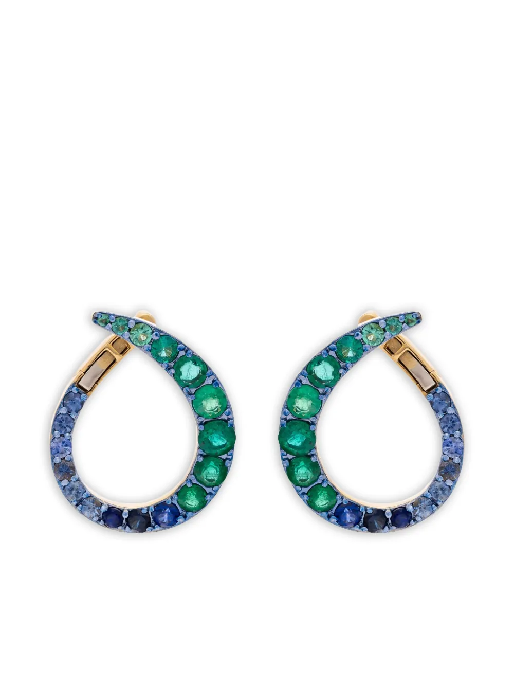 

Серьги из желтого золота 18 карат с сапфирами и изумрудами Marie Mas, золотой