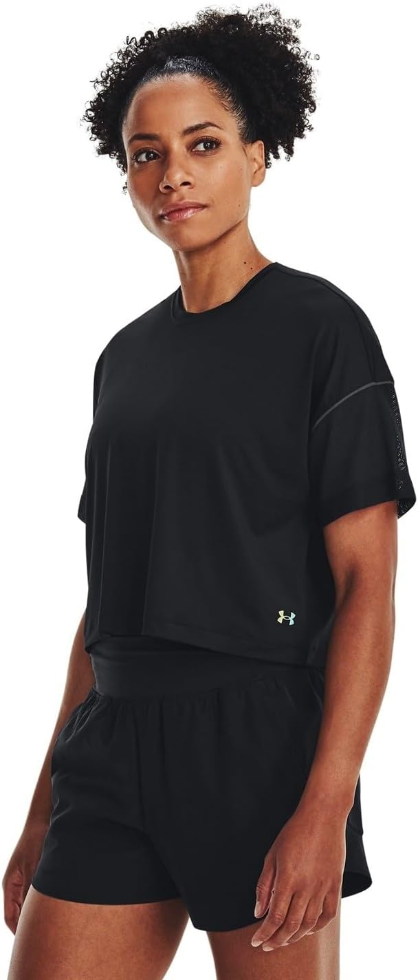 Under Armour Rush Vent укороченная футболка для тренировок, Black/Iridescent — фото 2