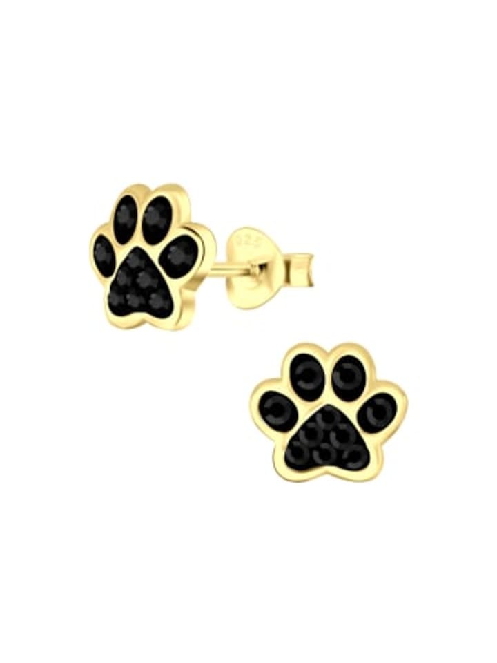 

Alexander York Серьги-гвоздики в виде отпечатков лап, черные, серебро 925 пробы с золотым покрытием, комплект из 2 штук