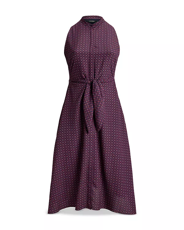 

Платье без рукавов из крепа с принтом и завязками спереди. Ralph Lauren, фиолетовый