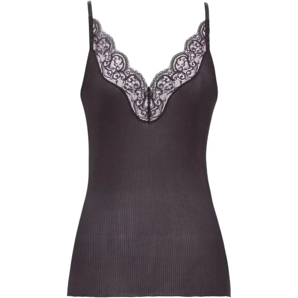 Топ на ребристой вязке Laced SAINT LAURENT, Ebony