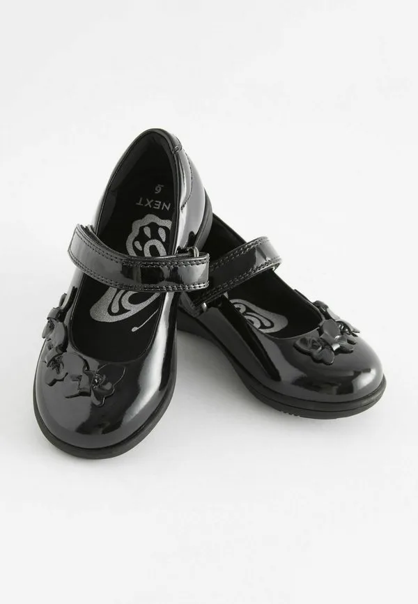 Школьные туфли-мэри-джейн широкого кроя для младенцев Next, Black Patent — фото 2