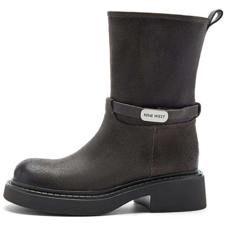 NINE WEST Серые женские ботинки на каблуке 4,7 см, цвет Gray