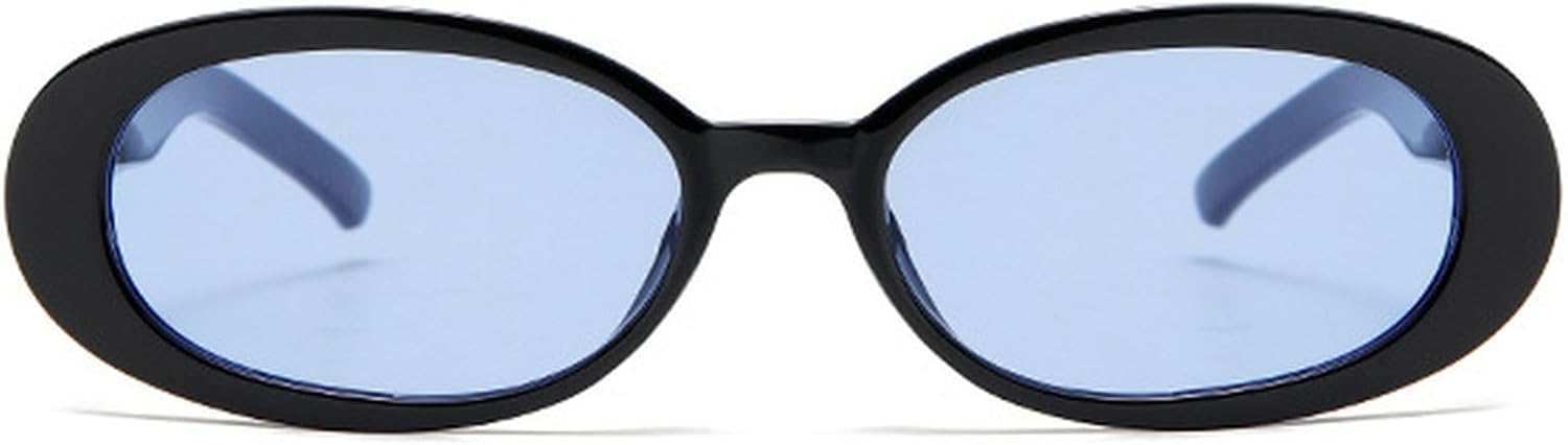 

Популярные модные маленькие овальные солнцезащитные очки для женщин с защитой от УФ-излучения UV400, винтажные панк-очки для мужчин. Модные солнцезащитные очки mincl, Black Blue