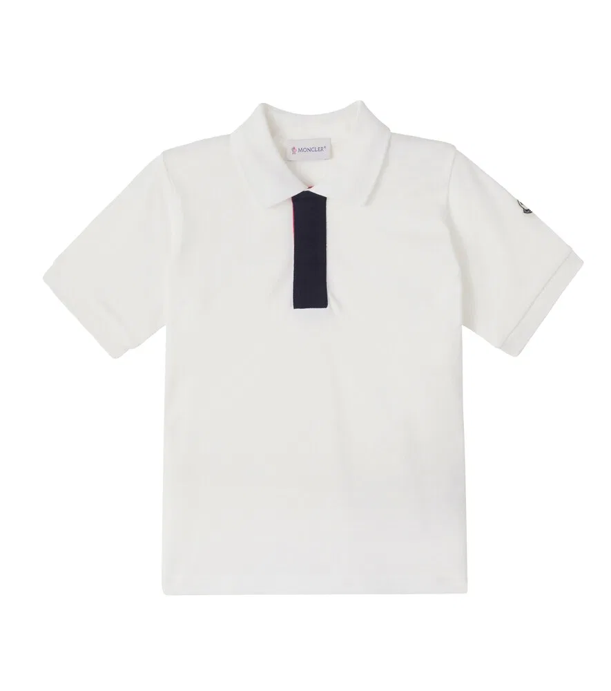 Поло из хлопкового пике Moncler Enfant, белый