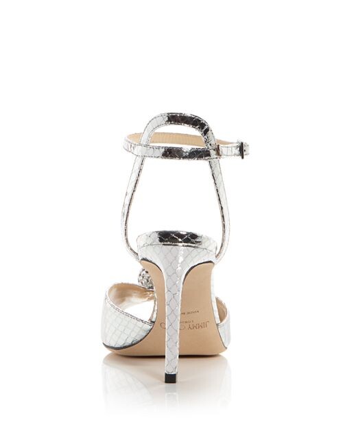 Женские босоножки Sacora 85 на высоком каблуке с украшением Jimmy Choo, цвет Silver — фото 4
