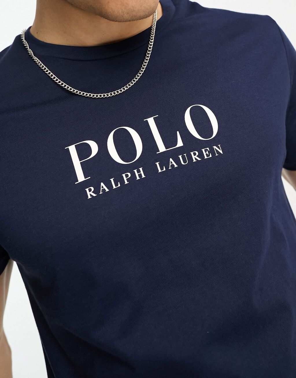 Темно-синяя футболка для отдыха Polo Ralph Lauren с текстовым логотипом на груди — фото 2