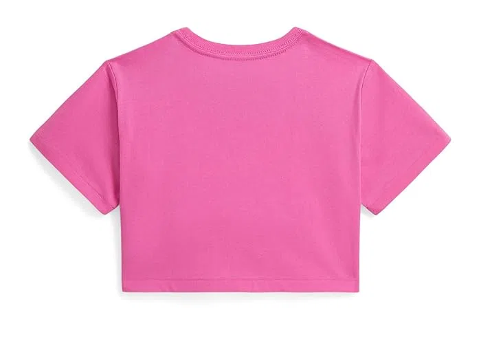 Футболка с принтом Floral-Print Logo Cotton Boxy Tee Polo Ralph Lauren Kids, Dalia Pink — фото 2