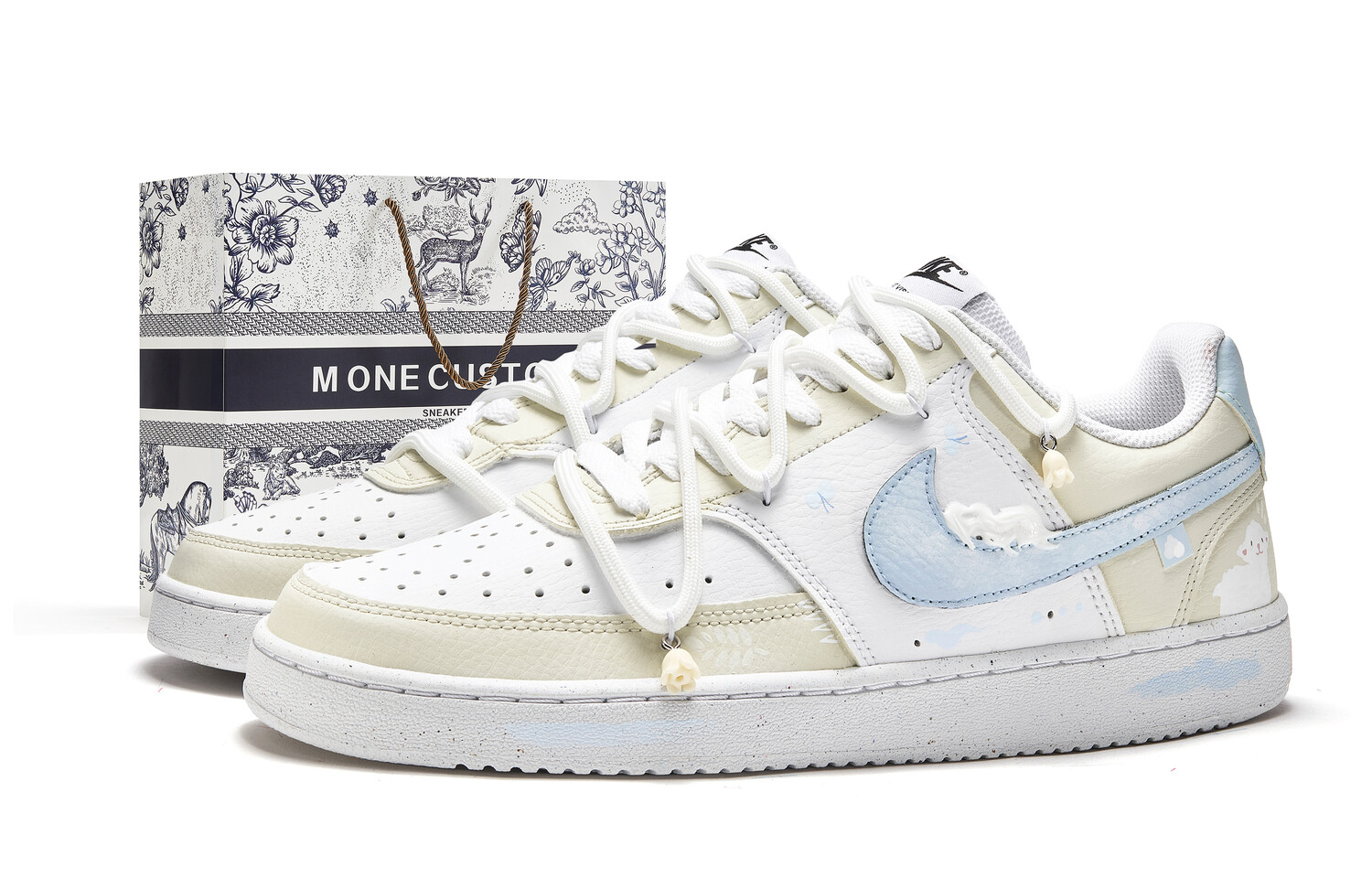 

Кроссовки Nike Court Vision 1 Skateboarding Shoes Men Low-top White/blue, цвет Apricot